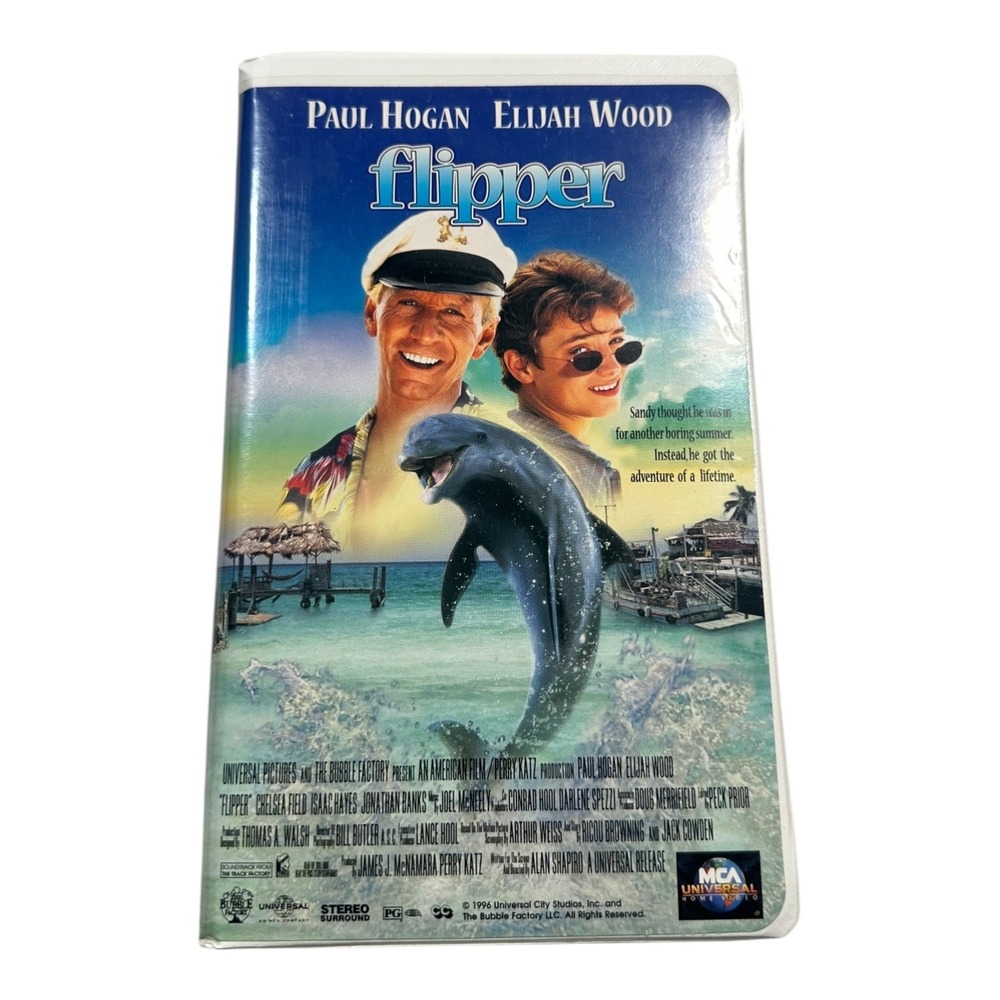 Flipper VHS Movie‎ 1996 Paul Hogan Elijah Wood Family Adventure Film